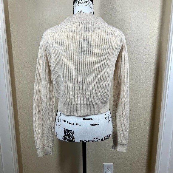Kendall & Kylie cream sweater women crop knit long sleeve sweater size S - Picture 8 of 12